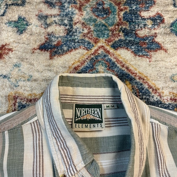 Vintage Northern Elements Striped Button-up Shirt Medium - Picture 3 of 5